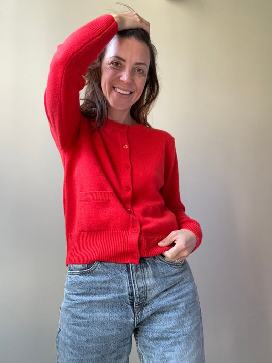 Cardigan Yves - laine et cachemire rouge - Casa Donna Donna