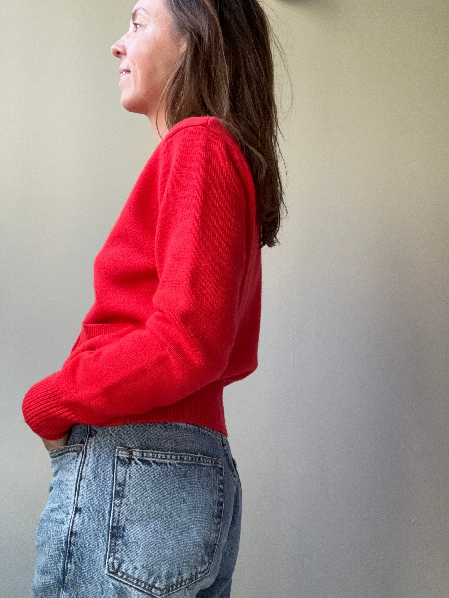 Cardigan Yves - laine et cachemire rouge - Casa Donna Donna