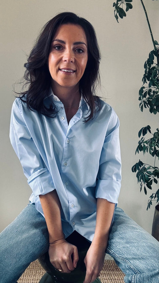 La chemise en popeline de coton bleu ciel - Casa Donna Donna