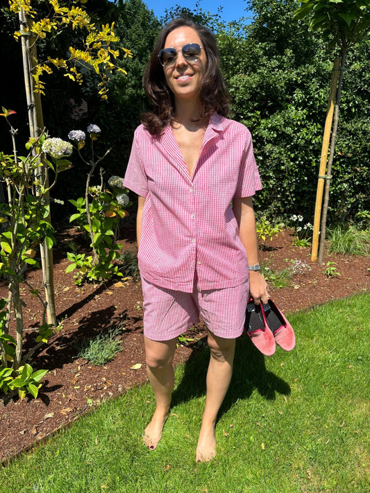 L'ensemble short - chemise - vichy rose - Casa Donna Donna